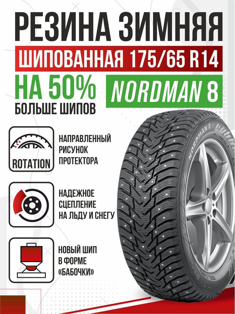 Шины для легковых автомобилей Nokian Tyres 175/65 14 Зима Шипованные -  купить в интернет-магазине OZON с доставкой (1191600349)