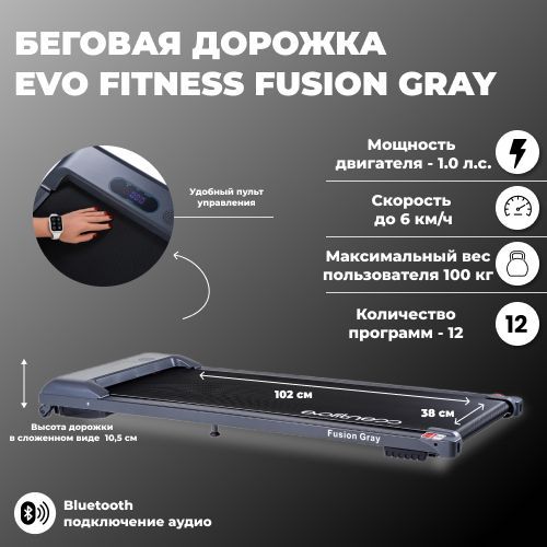 БеговаядорожкаэлектрическаяEVOFITNESSFusionGray.Товаруцененный