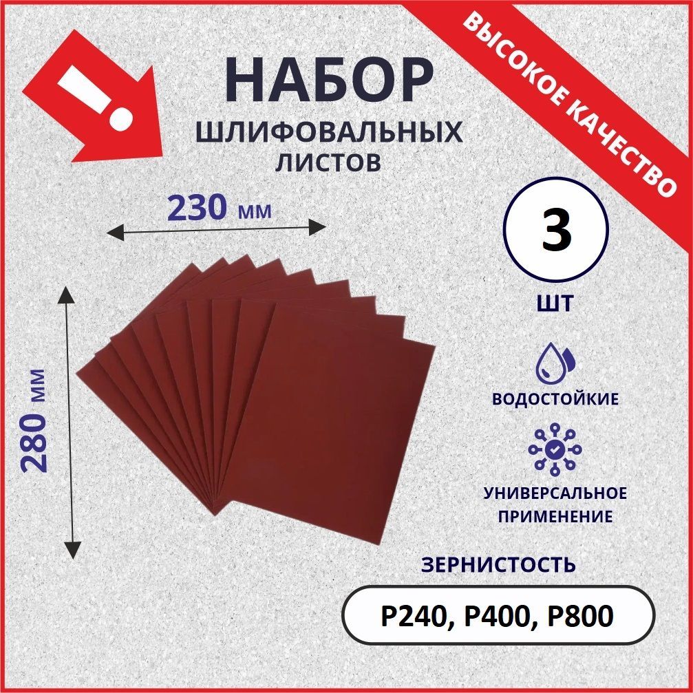 Лист шлифовальный/шкурка СИБРТЕХ 230 мм P400, P240 Ручной шлифовальный блок  3 шт - купить по низким ценам в интернет-магазине OZON (1232739081)