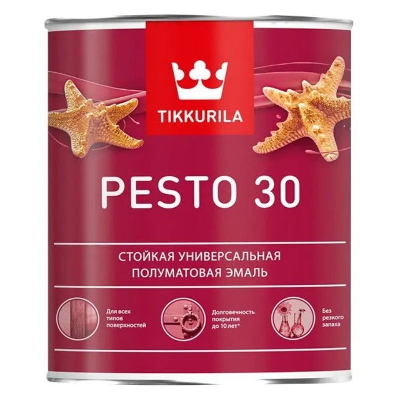 TIKKURILAPESTO30эмальстойкая,алкидная,универсальная,полуматовая,базаC(0,9л)