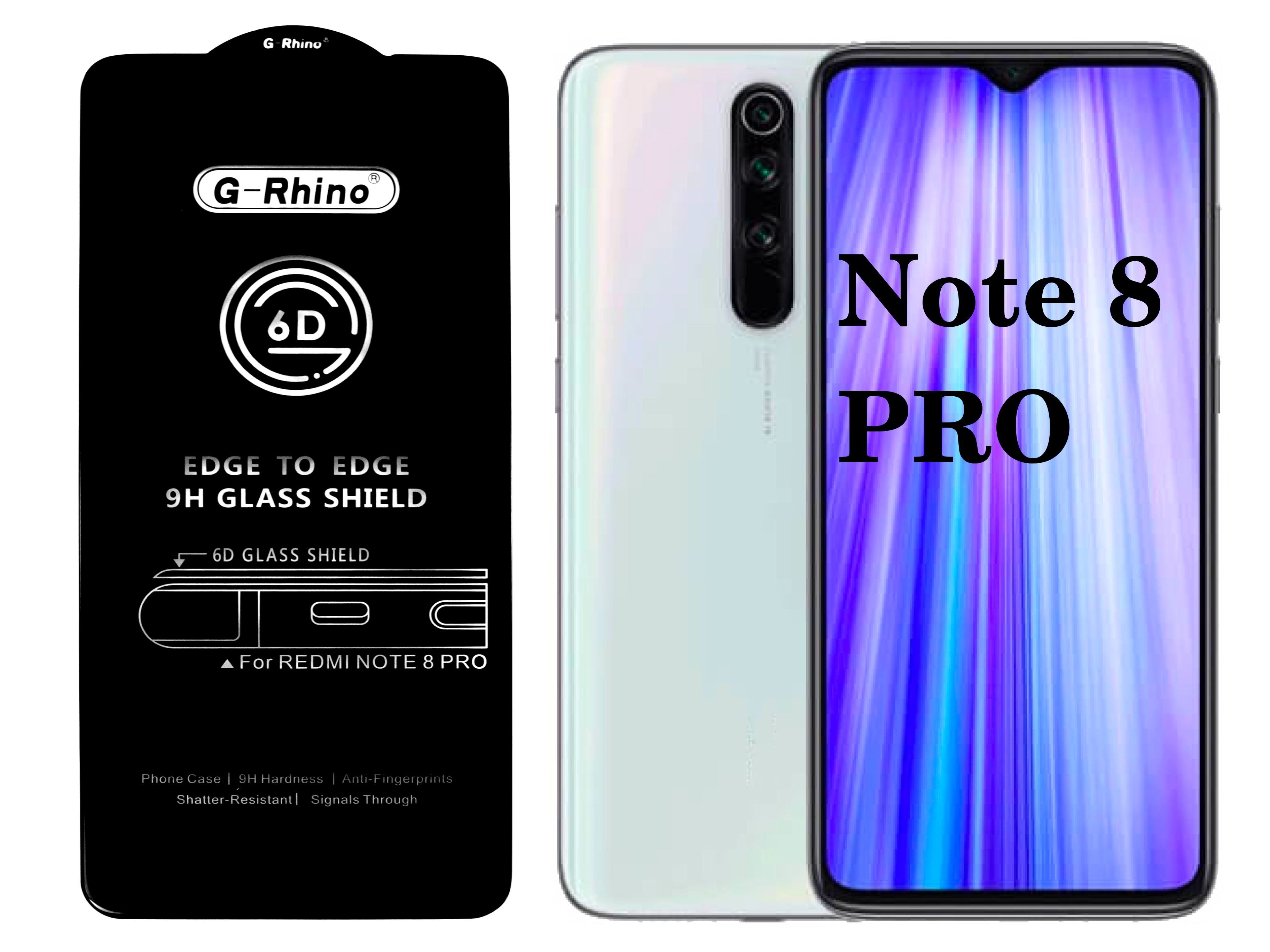 Защитное стекло G-Rhino для Xiaomi Redmi Note 8 Pro / Закаленная прозрачная  защита 9H на экран для смартфона Ксиаоми Ноут 8 про / Противоударная бронь  на дисплей телефона Сяо Ми от падений -