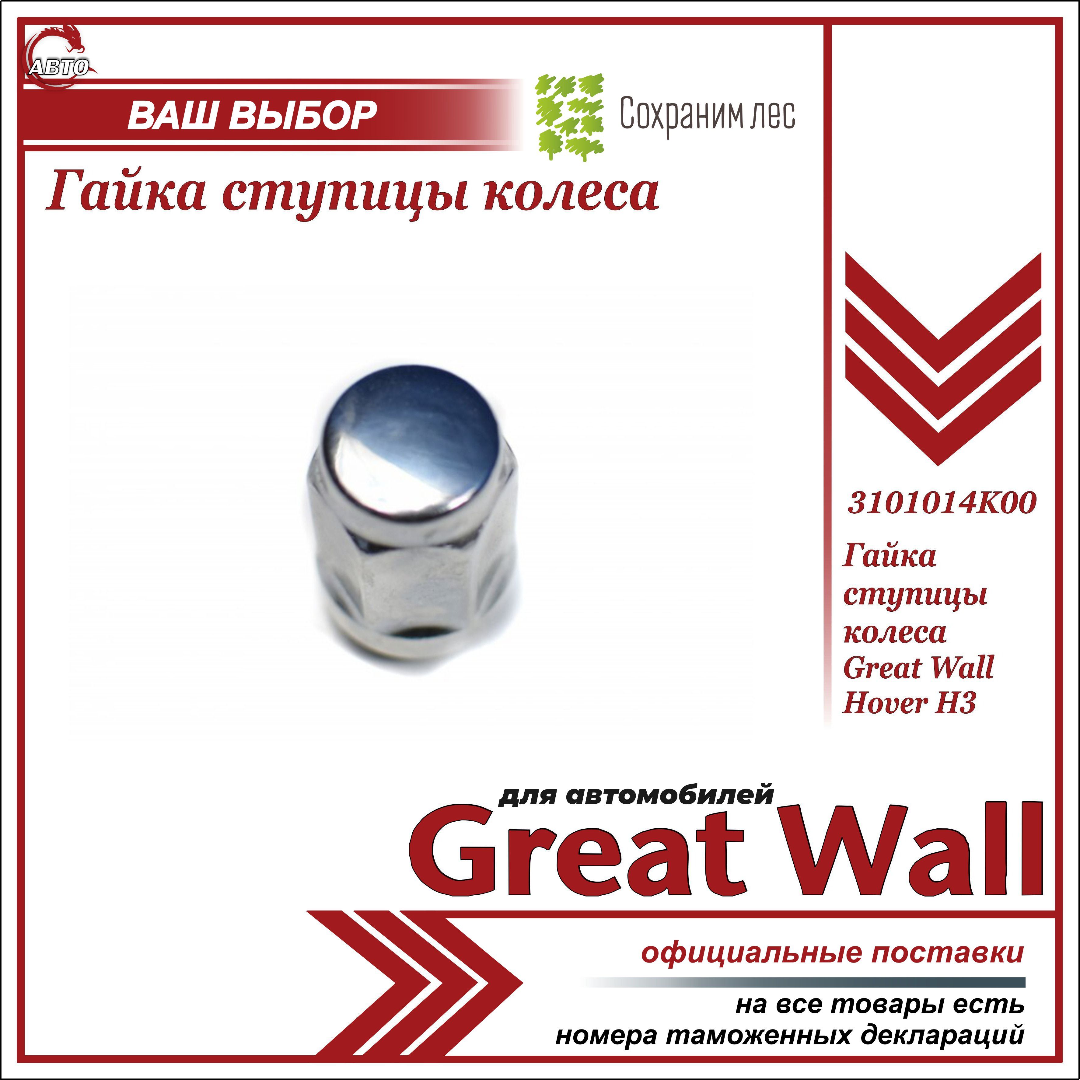 Гайка ступицы колеса для Грейт Вул Ховер Н3 / Great Wall Hover H3 /  3101014K00 - купить по доступным ценам в интернет-магазине OZON (653700817)