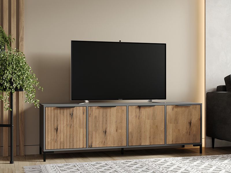 Тумба под ТВ "Норманд" 172х55х45 Серый графит / Дуб тортуга