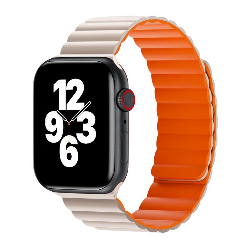 Ремешок силиконовый, двухсторонний на магниттах для часов Apple Watch 42/44/45/49 Magnetic silicone watch band Wi-WB00 Wiwu,White+orange купить на OZON по низкой цене (1545205511)