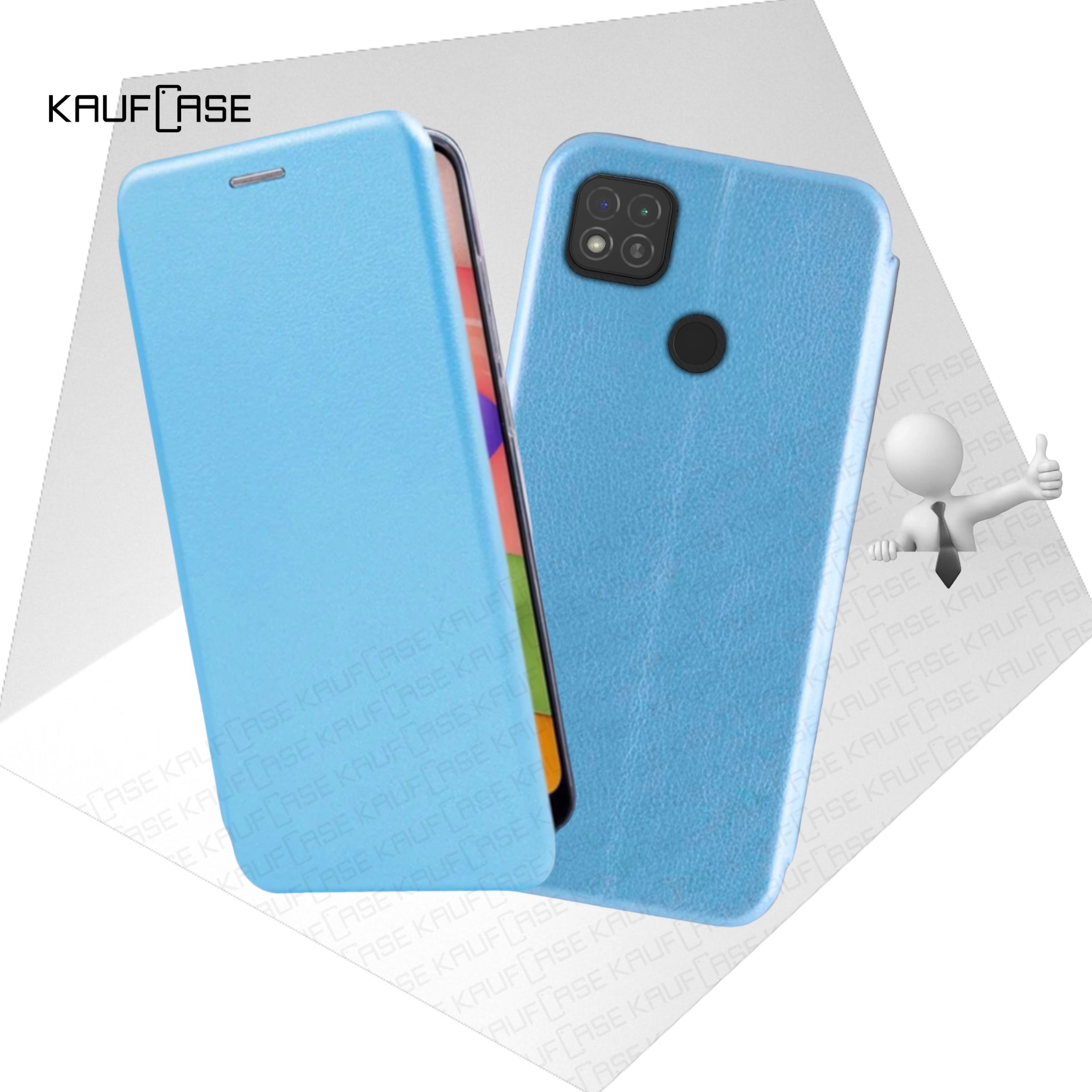 Чехол книжка KaufCase для телефона Xiaomi Redmi 10A (6.53"), голубой. Трансфомер