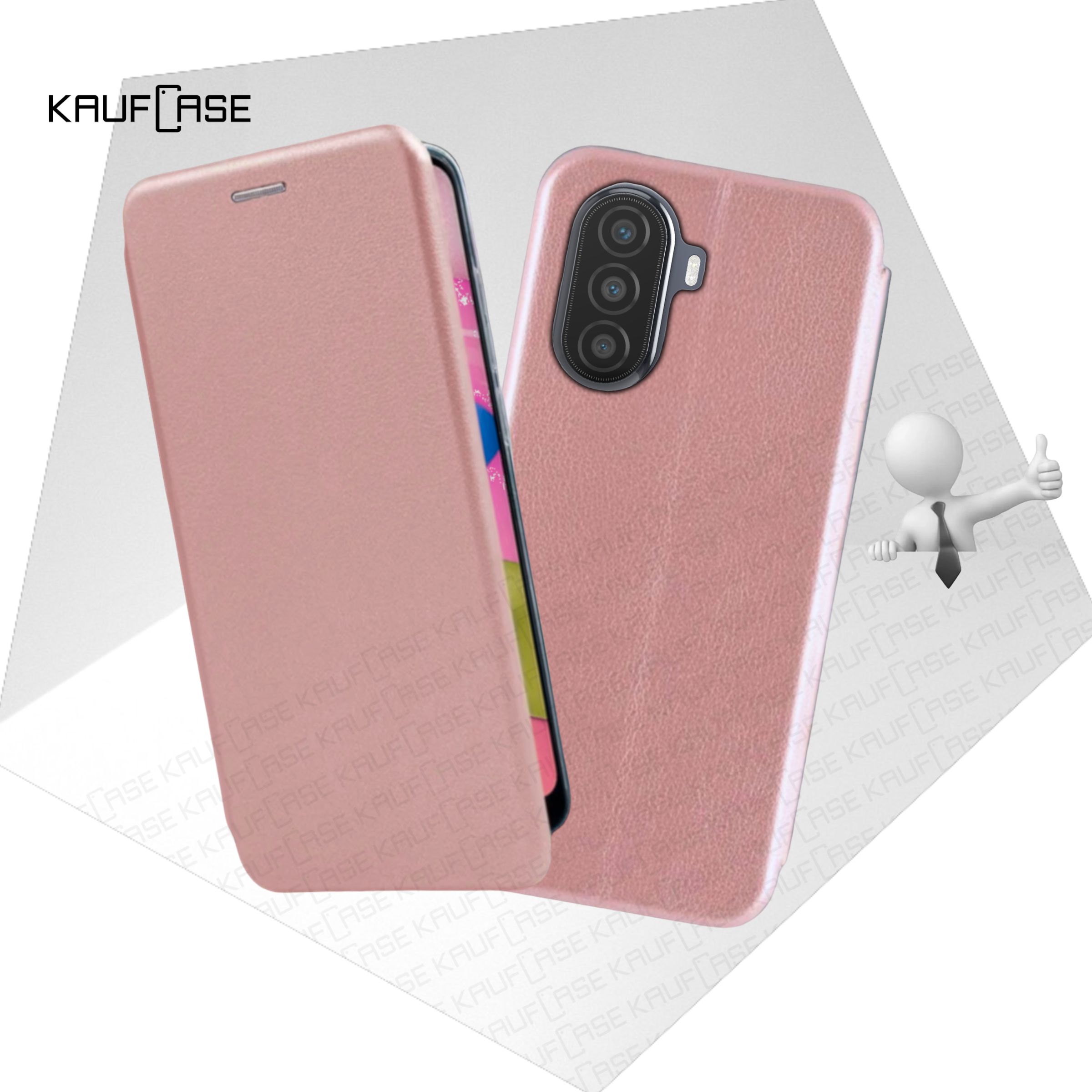 Чехол книжка KaufCase для телефона Huawei Nova Y70 /Y70 Plus (MGA-LX9N) 2022 (6.75"), розовое золото. Трансфомер