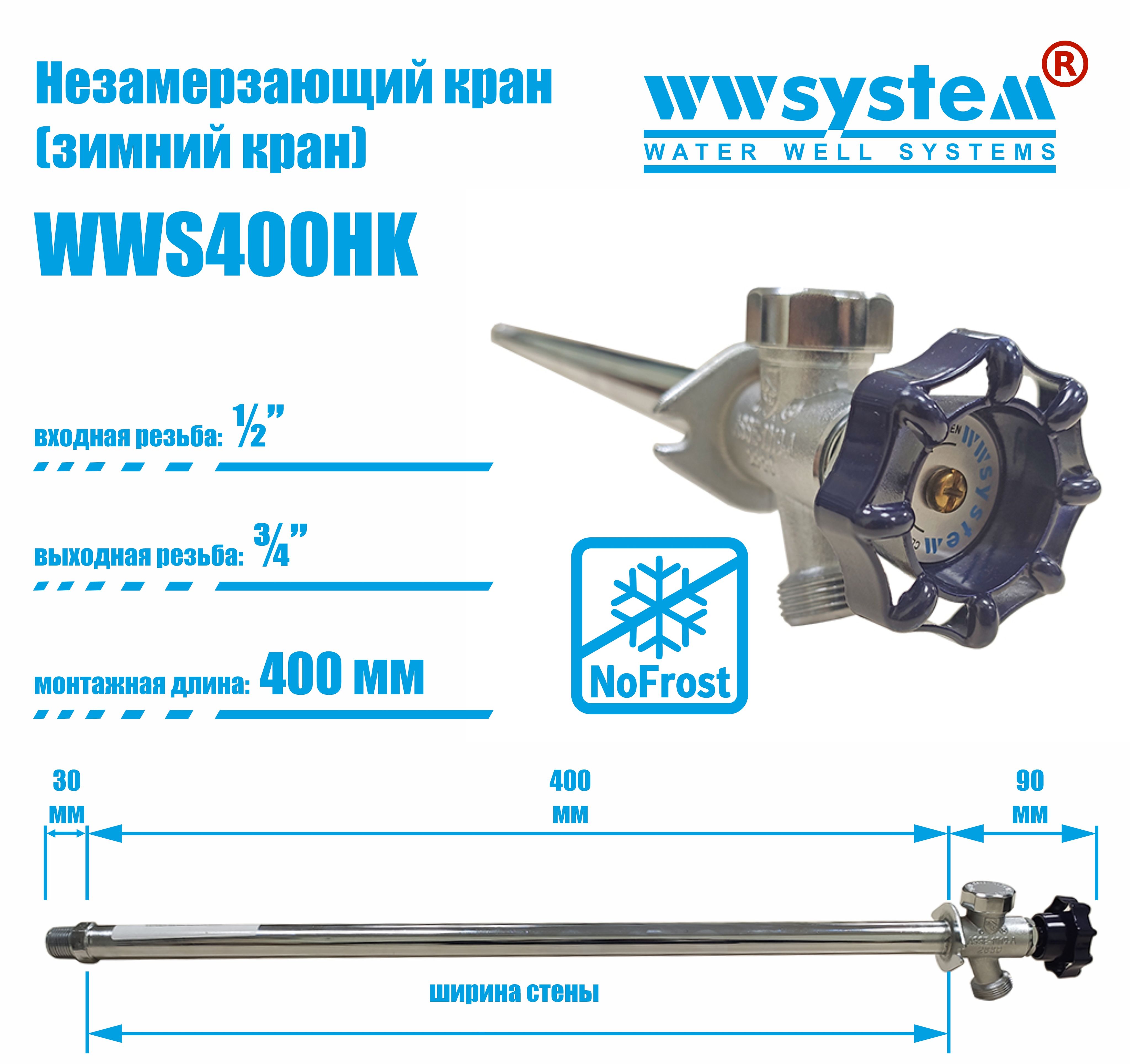 НезамерзающийкранWWSYSTEMдлястентолщиной400мм