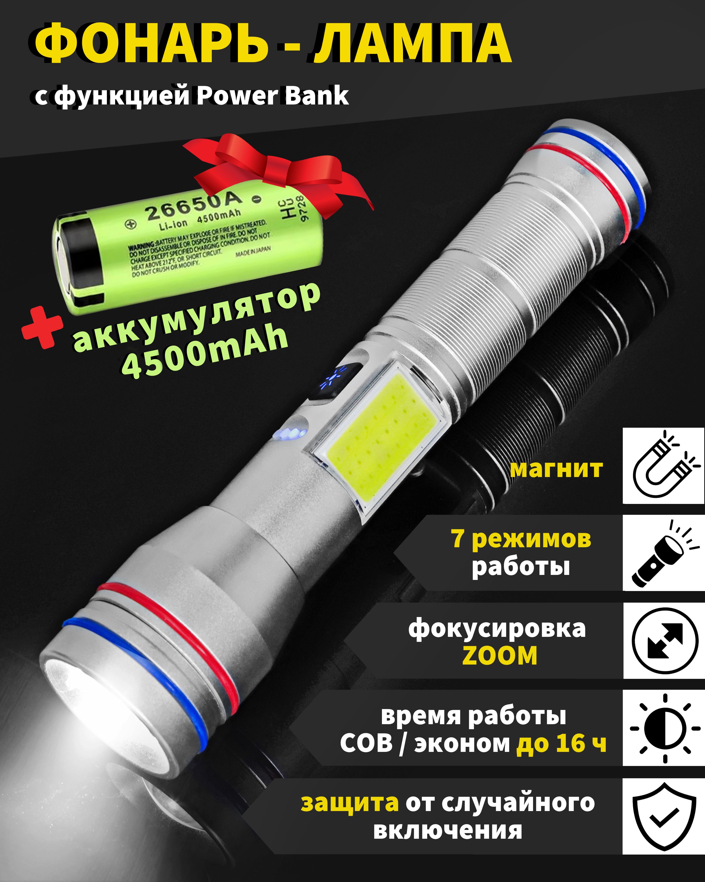 Фонарь-лампа ручной, лазерный диод Laser Wick PM10-TG для охоты, рыбалки,  ручной аккумуляторный, тактический фонарик охотничий, мощный, сверхъяркий  Power-Bank / с магнитом / Type-C USB - купить с доставкой по выгодным ценам  в ...