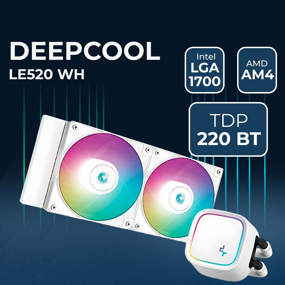 Комплект водяного охлаждения DEEPCOOL LE520 WH LGA20XX/1700/1200/115X/AM5/AM4