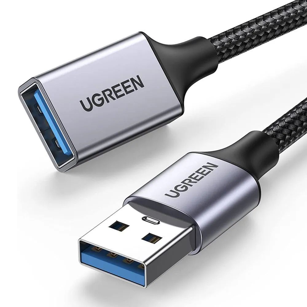 КабельудлинительныйдлякомпьютераUGREENUS115USB-A3.0(M)toUSB-A3.0(F)воплетке2м,цветчерный(10497)