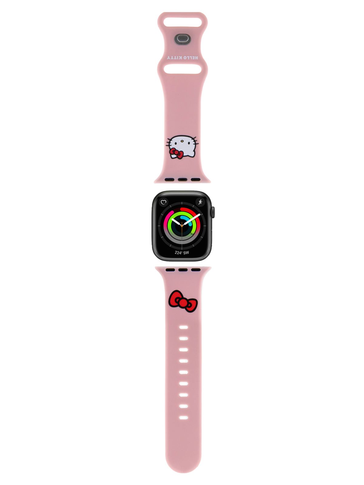 Ремешок Hello Kitty Liquid silicone для Apple Watch 41 40 38 mm на умные  часы Эпл Вотч серии 3, 4, 5, 6, 7, 8, SE SE2 силиконовый с принтом Kitty  Head розовый -