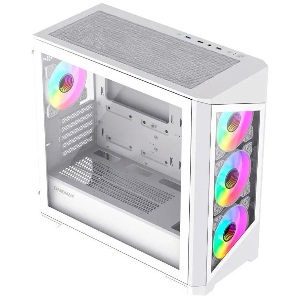 КорпусGameMaxDestroyerTGWбезБП(БелыйMidi-TowerMicro-ATX,Mini-ITXUSB3.0Закаленноестекло4*120мм.ARGB,пыл.фильтр)