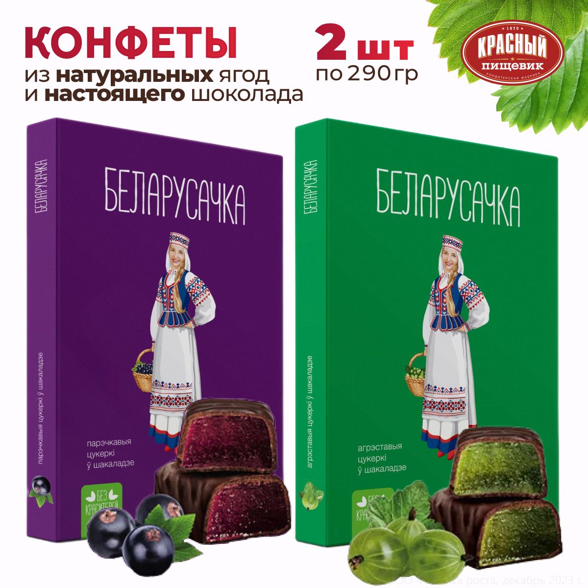 Конфеты шоколадные Белорусочка со вкусом крыжовника и смородины 2 шт по 290  гр - купить с доставкой по выгодным ценам в интернет-магазине OZON  (1467788993)