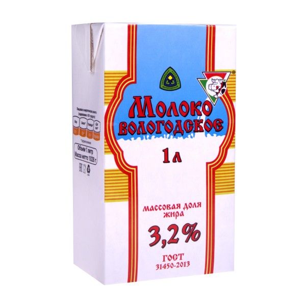 Вологодское Молоко Ультрапастеризованное 3.2% 1000мл. 6шт.