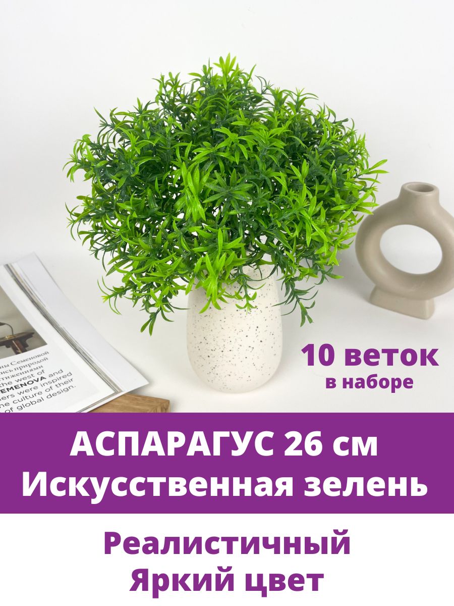 Аспарагус, искусственная зелень, цвет Зеленый, 26 см, 10 шт