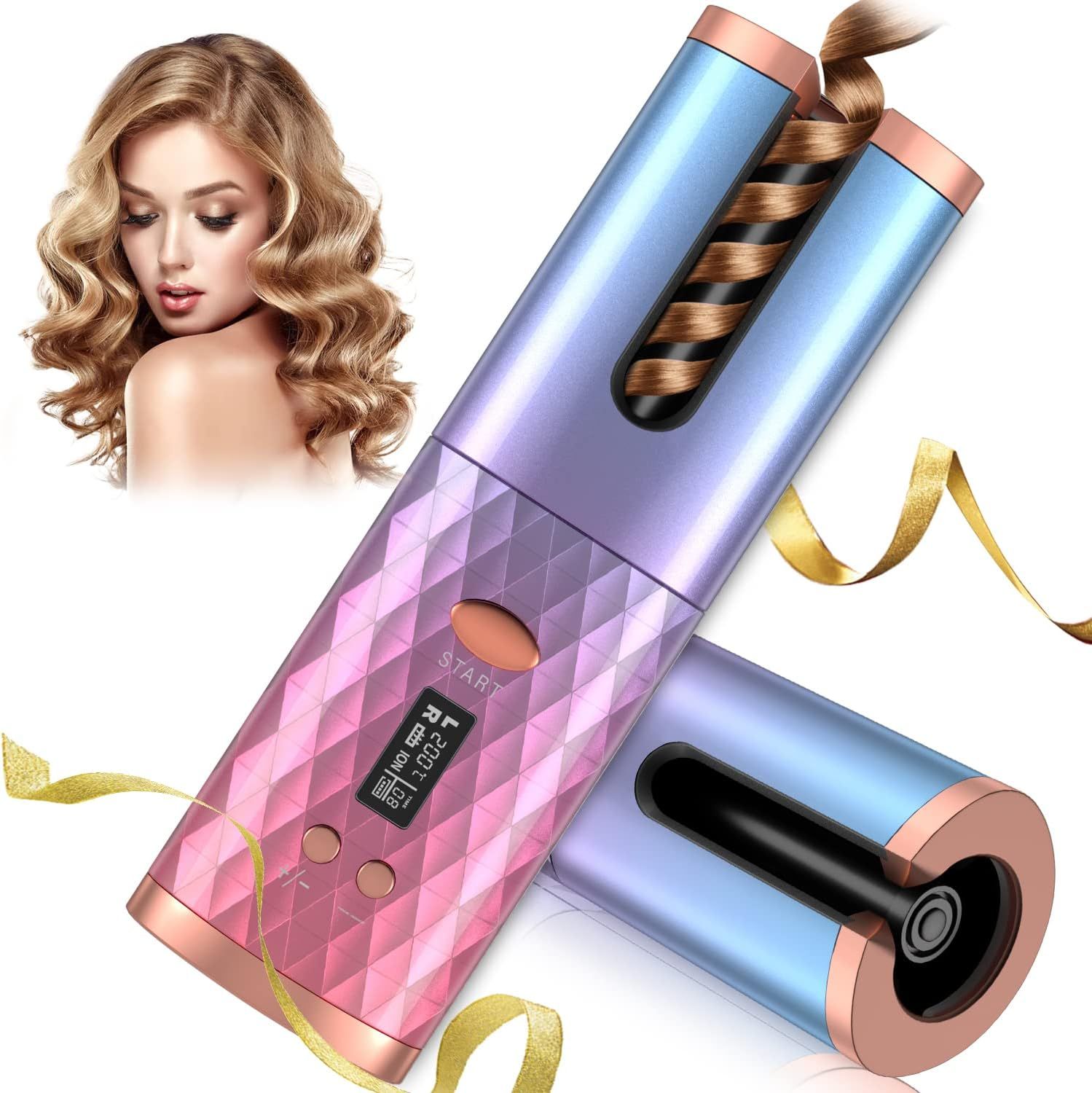 Плойка для завивки волос cordless automatic hair curler С цифровым дисплеем / зарядка type-c