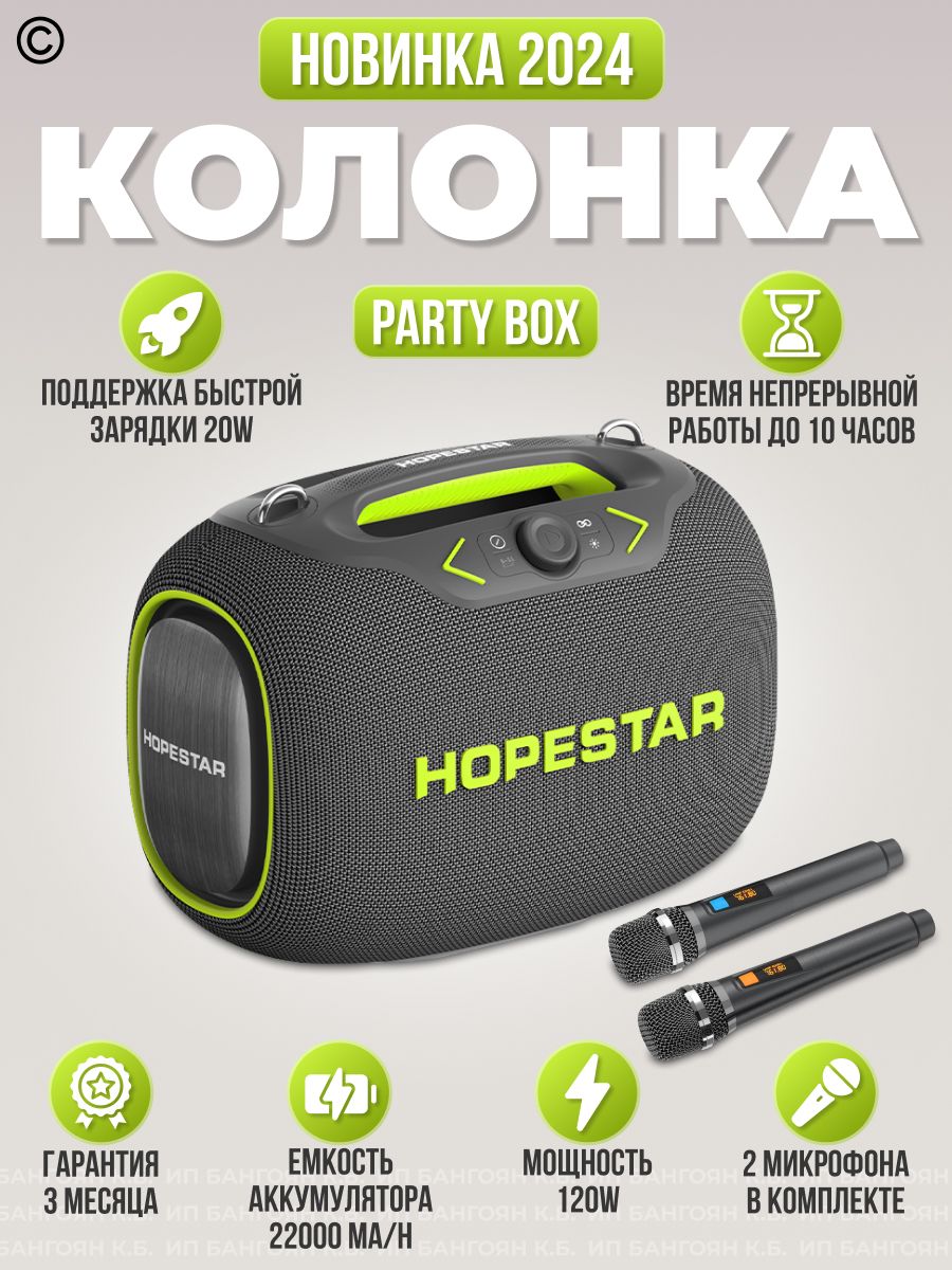 КолонкапортативнаямузыкальнаяHopestarPartyBox120Вт