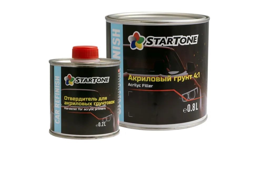 Грунт акриловый Startone 2K 4:1 белый (мокрый по мокрому) комплект с отвердителем, 0,8л+0,2л