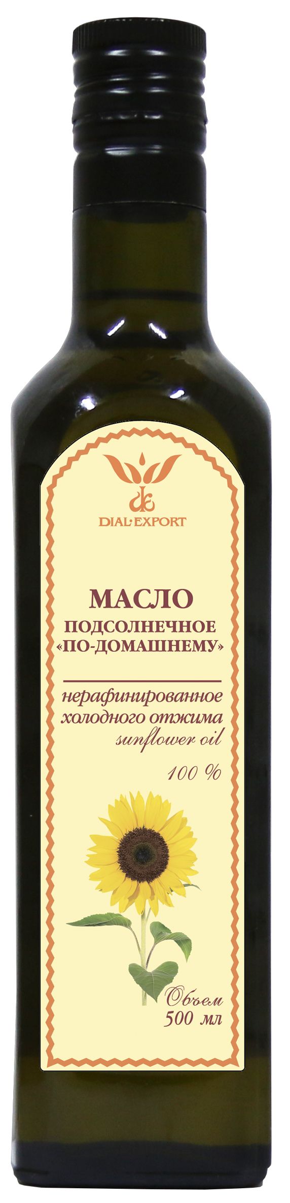 Растительное подсолнечное масло нерафинированное 500 мл. Dial-Export