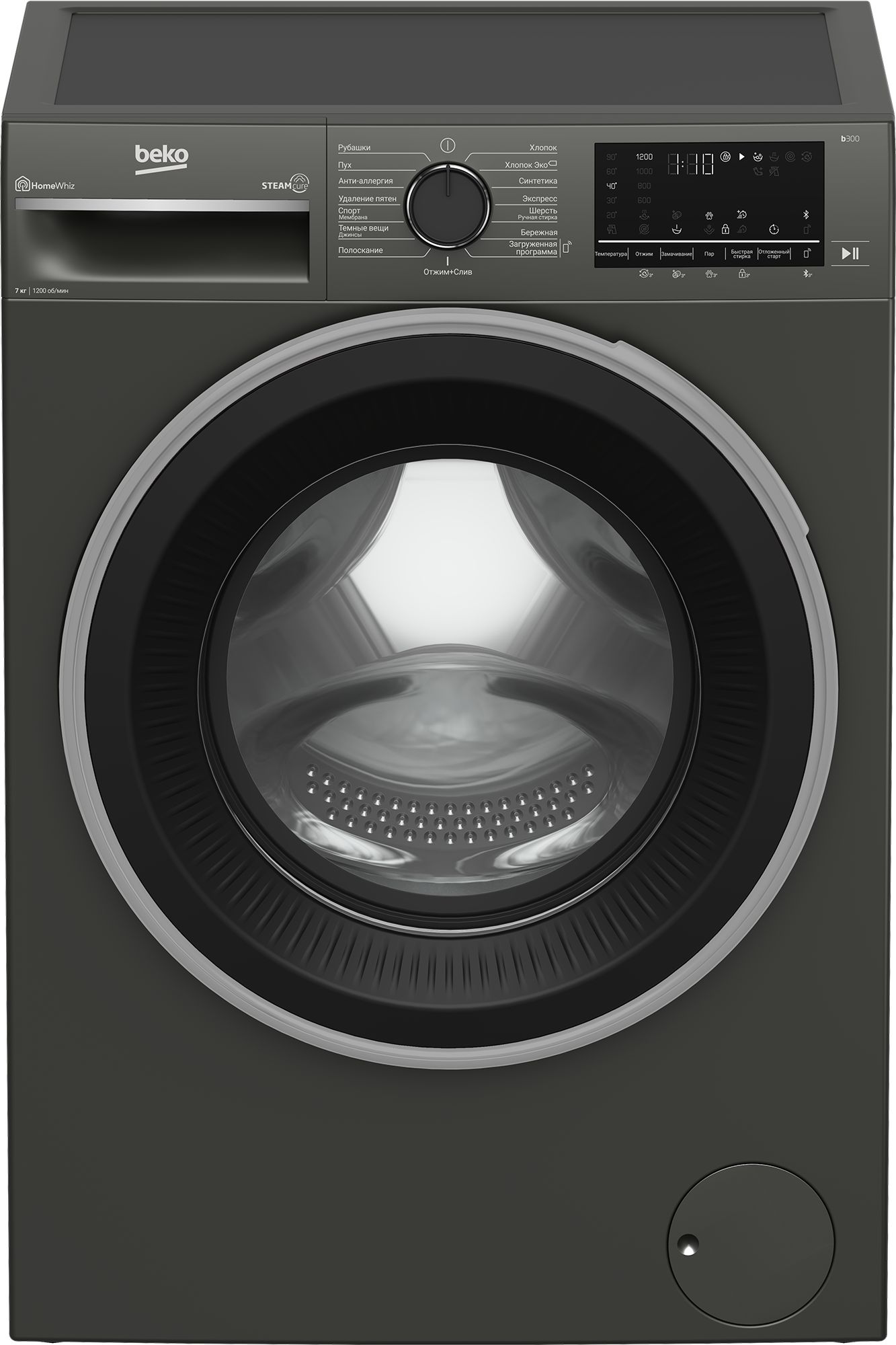 Узкая стиральная машина Beko B3WFR572AB, 7 кг, антрацит