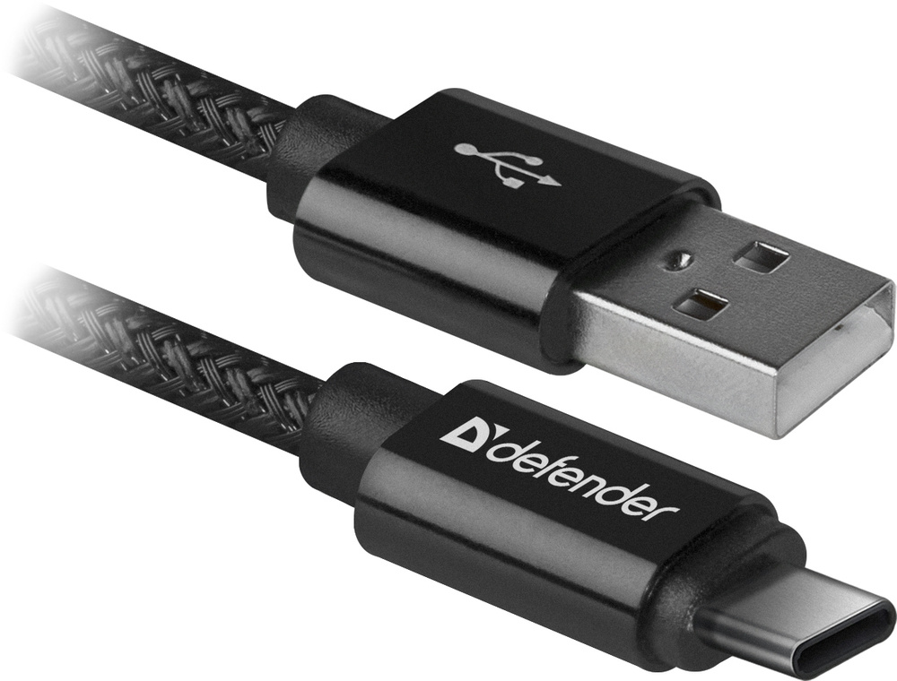 Кабель для зарядки телефона USB Type C 2.1A, Defender PRO, быстрая зарядка QC 3.0 1 метр, черный  #1