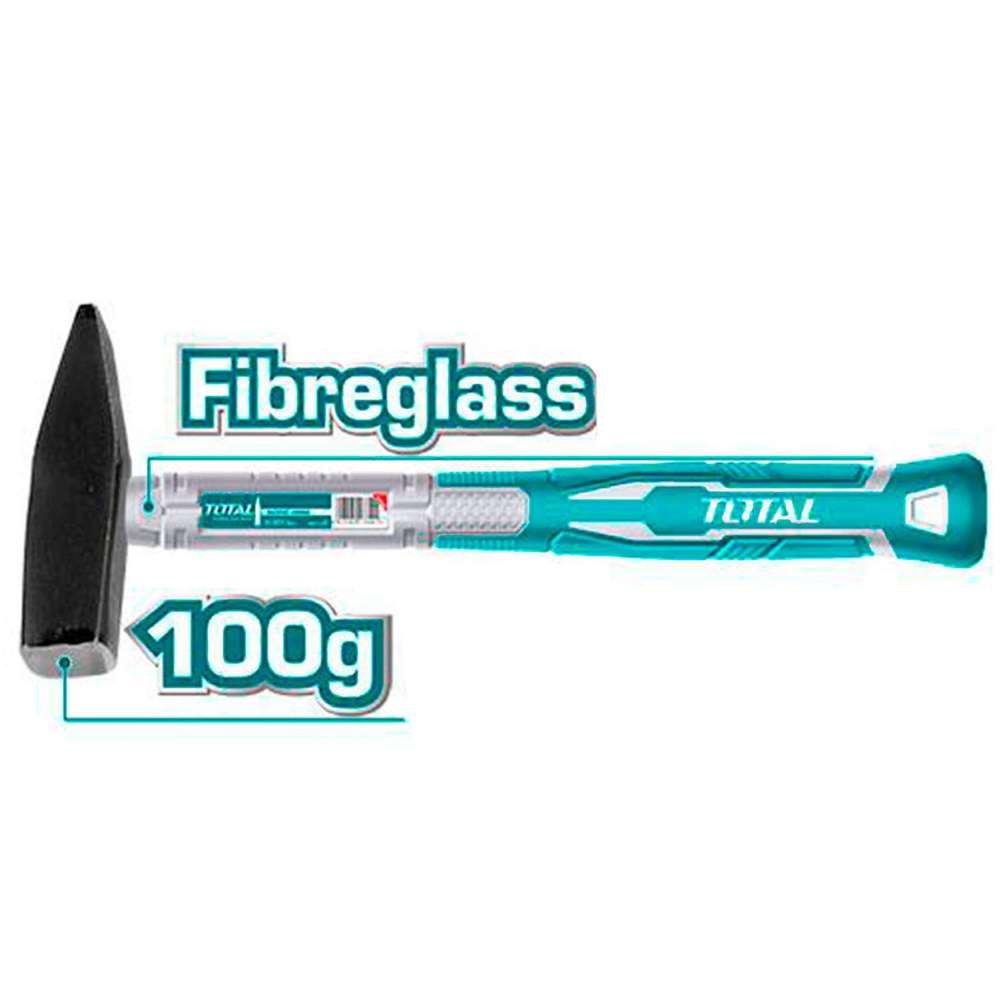 Молоток с фиберглассовой ручкой TOTAL 100 гр SS #1