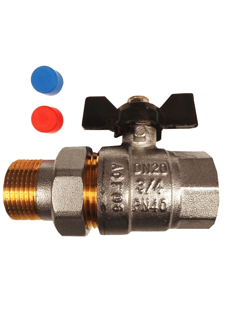 Кран шаровый SGL латунный никелированный 3/4\" бабочка, внутренняя ...