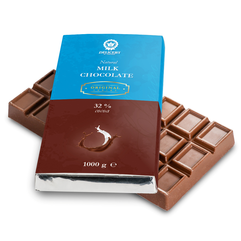 Молочный шоколад 32 % Delicert плитка, 1000 гр/1 кг #1