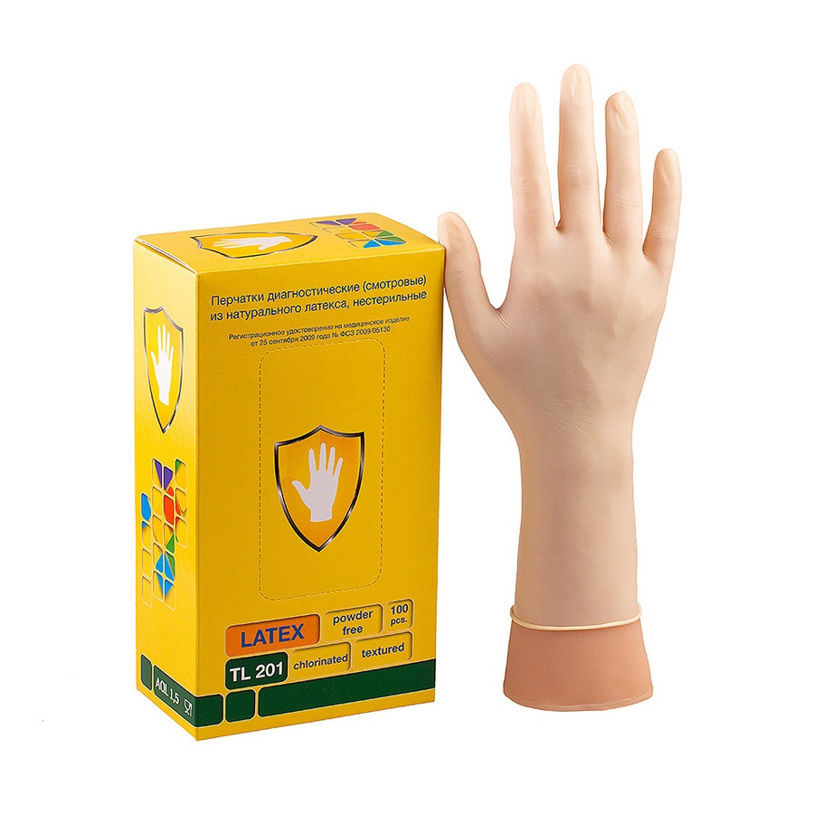 Перчатки медицинские Safe&Care, 100 шт (50) пар, S, Натуральный латекс ...