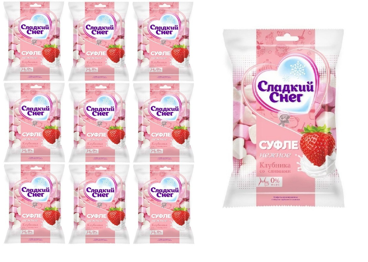 Кукурузные палочки Витек Зефирки Нежные Сладкий снег со вкусом Клубника ...