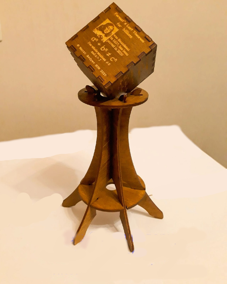 Гиперкуб деревянный 3D на сборной подставке с доказательством Великой теоремы Ферма  #1
