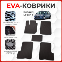Автомобильные коврики EVA в салон Renault Logan I (2004 - 2012) / Рено Логан 1 / черная сота с черным кантом  / автоковрики от DuffCar. Спонсорские товары