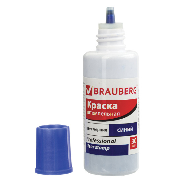 Краска штемпельная Brauberg professional, clear stamp, синяя, 30 мл, на ...