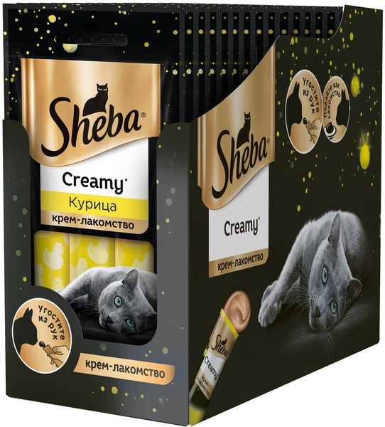 Крем-лакомство Sheba для кошек, с курицей, 3 шт х 12 г x 20 упаковок ...