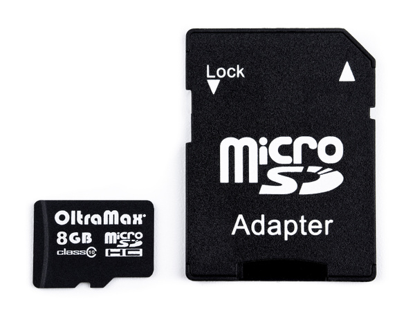 Карта памяти MicroSD 8GB OltraMax Class 10 + SD адаптер / OM008GCSDHC10 ...