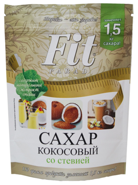 Кокосовый сахар со стевией, дойпак 150 г Fit Parad - купить с доставкой ...