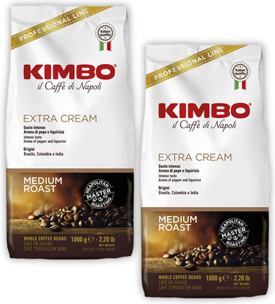 Кофе в зернах Kimbo Extra Cream, арабика, робуста, 1 кг х 2 - купить с ...