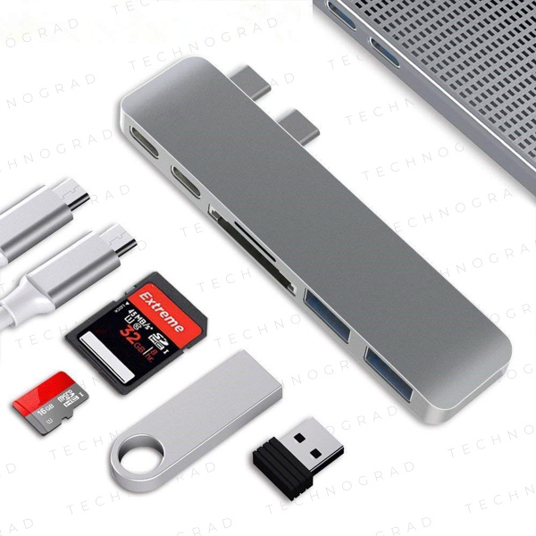 USB HUB для MacBook Pro 6в1. Разветвитель юсб 3.0. Переходник Type C ...
