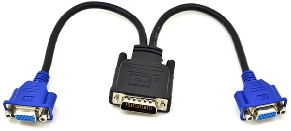 Кабель VGA (D-Sub) Gsmin CB-07 DMS-59 (M) - 2xVGA (F) (20 см) (Черный ...