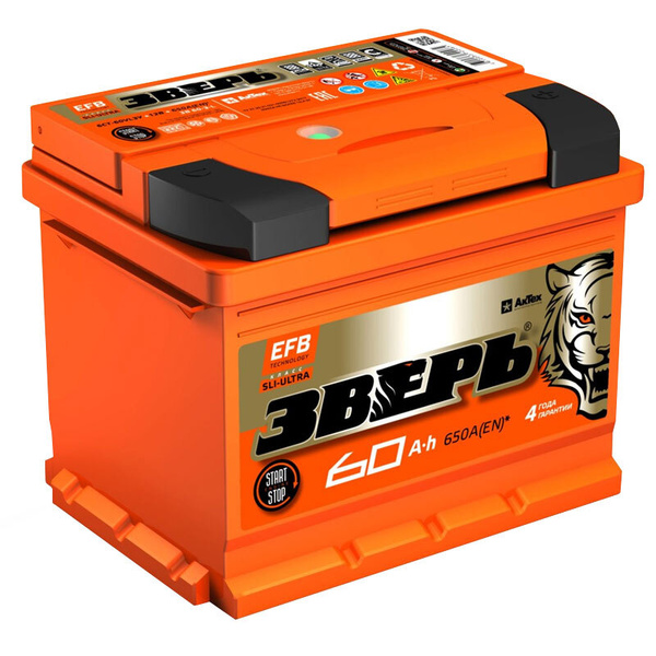 Аккумулятор автомобильный ЗВЕРЬ EFB 60 А.ч купить по выгодной цене в ...