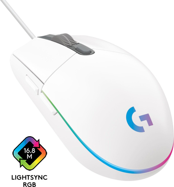 Игровая мышь проводная Logitech G проводная LightSync G102 , белый,910 ...