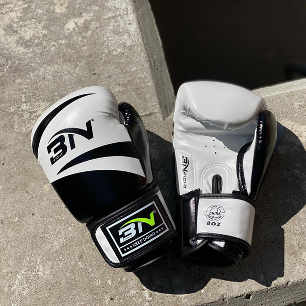 Боксерские перчатки BN fight черно-белые (8 oz) купить на OZON по ...