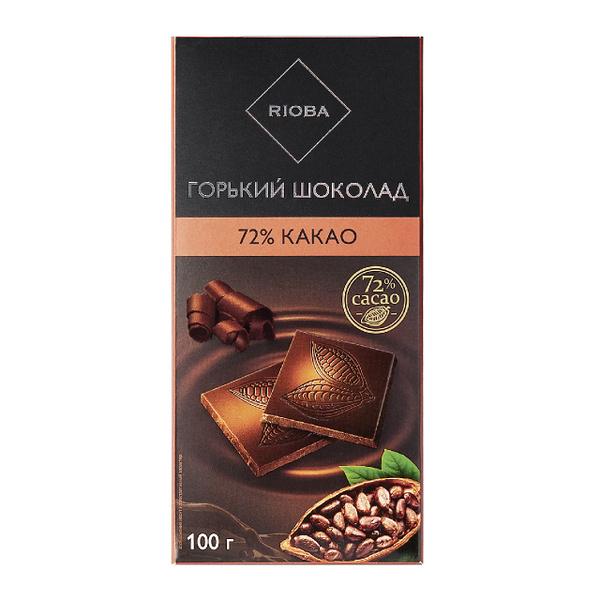Шоколад Rioba горький 72% какао, 100г, 6 штук - купить с доставкой по ...