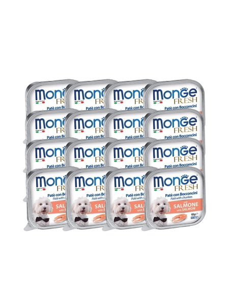 Влажный корм Monge Dog Fresh для собак, нежный паштет с лососем, 100г х ...