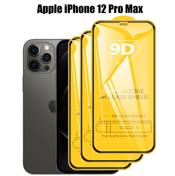 Комплект 3 шт: Защитное 3D стекло для iPhone 12 Pro Max (Айфон 12 Про ...