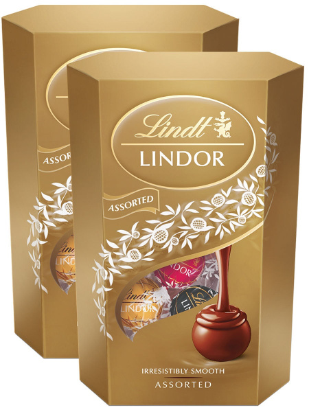 Lindt Конфеты шоколадные Lindor Корнет Ассорти, 200 г. х2 шт. - купить ...