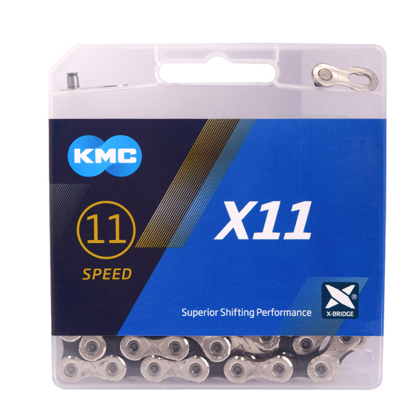 KMC X11 118L, серебристо-черная велосипедная цепь, с замком, в коробке ...