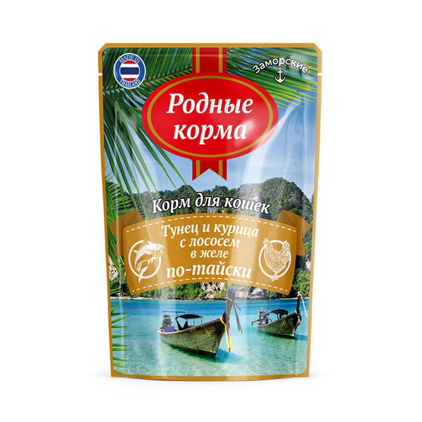 Родные Корма Влажный корм для кошек, тунец и курица с лососем в желе по ...