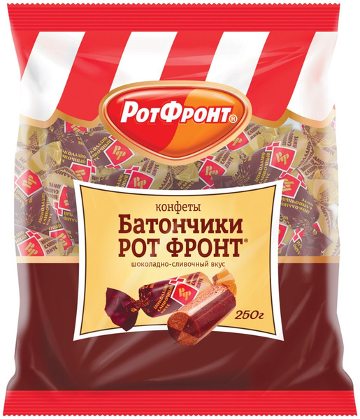 Конфеты РОТ ФРОНТ Батончики шоколадно-сливочный вкус, 250 г - 5 ...