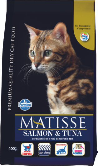 Сухой корм Фармина Matisse для взрослых кошек с лососем и тунцом, 400 г ...